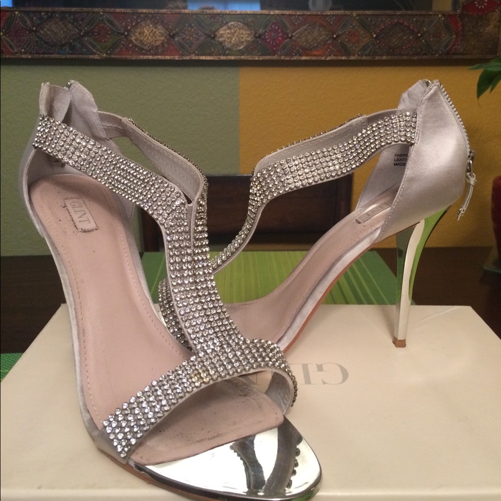 Silver glint heels worn once