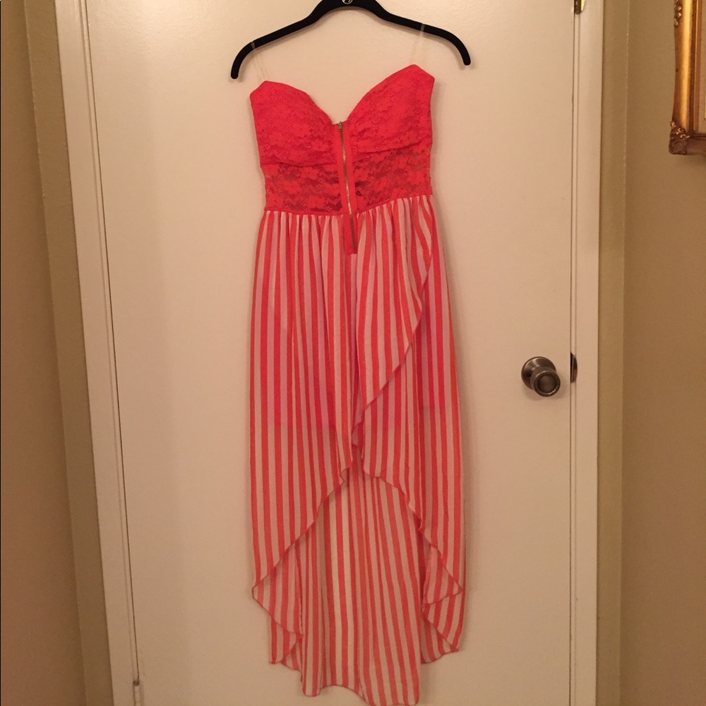 Coral and White Striped Summer Dress