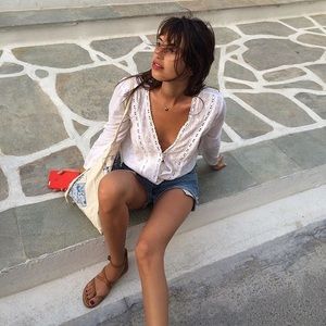 Mango girls white eyelet top S Jeanne Damas