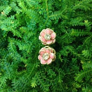 Pink flower stud earrings
