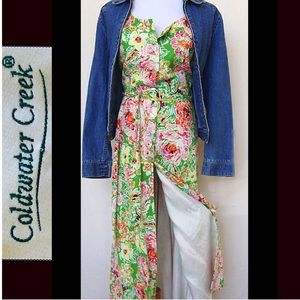 Vintage Coldwater Creek LinenFloral Butt Down