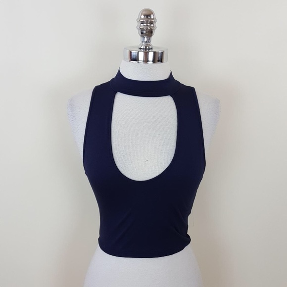 Choker navy crop top - Picture 3 of 4