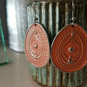 French-hook Peach and Silver Earrings