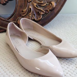 Aldo Size 6.5 Nude D'orsay Cutout Patent Flats