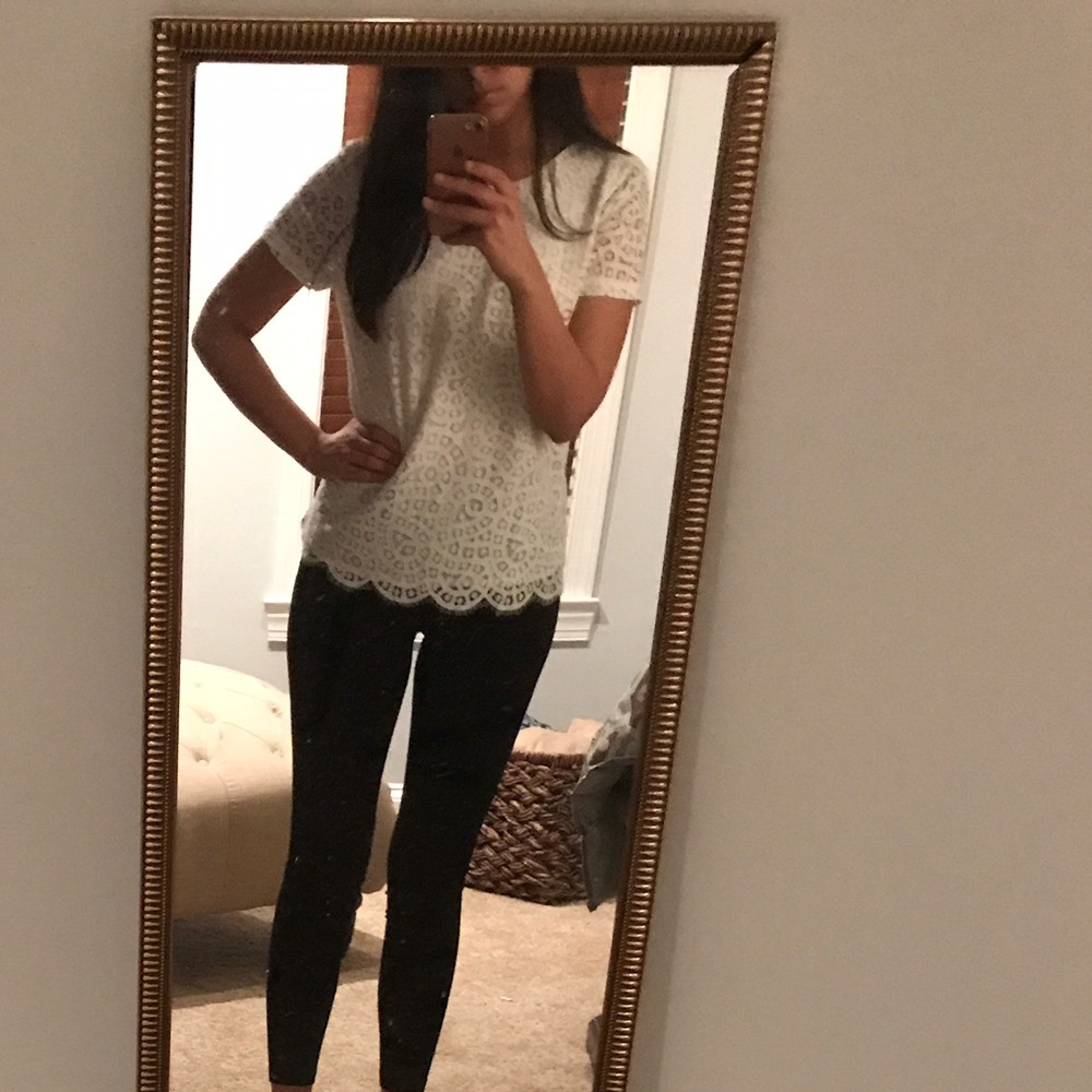 J. Crew White Lace Top