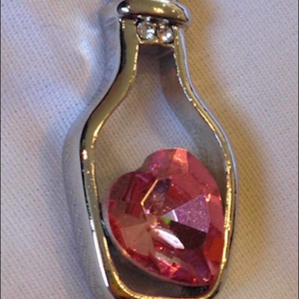 Crystal Heart In A Drifting Bottle Pendant