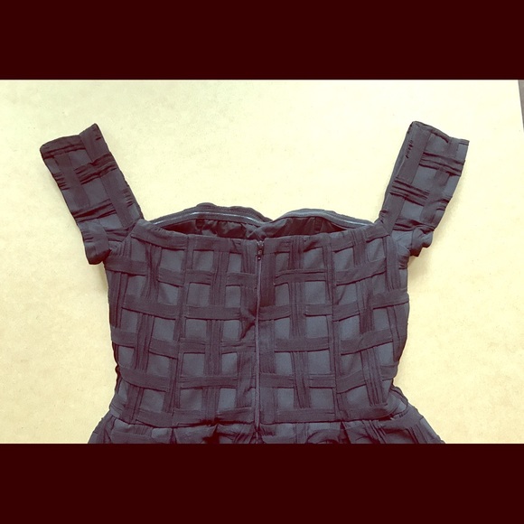 Textured Bardot Black Dress - Picture 4 of 5