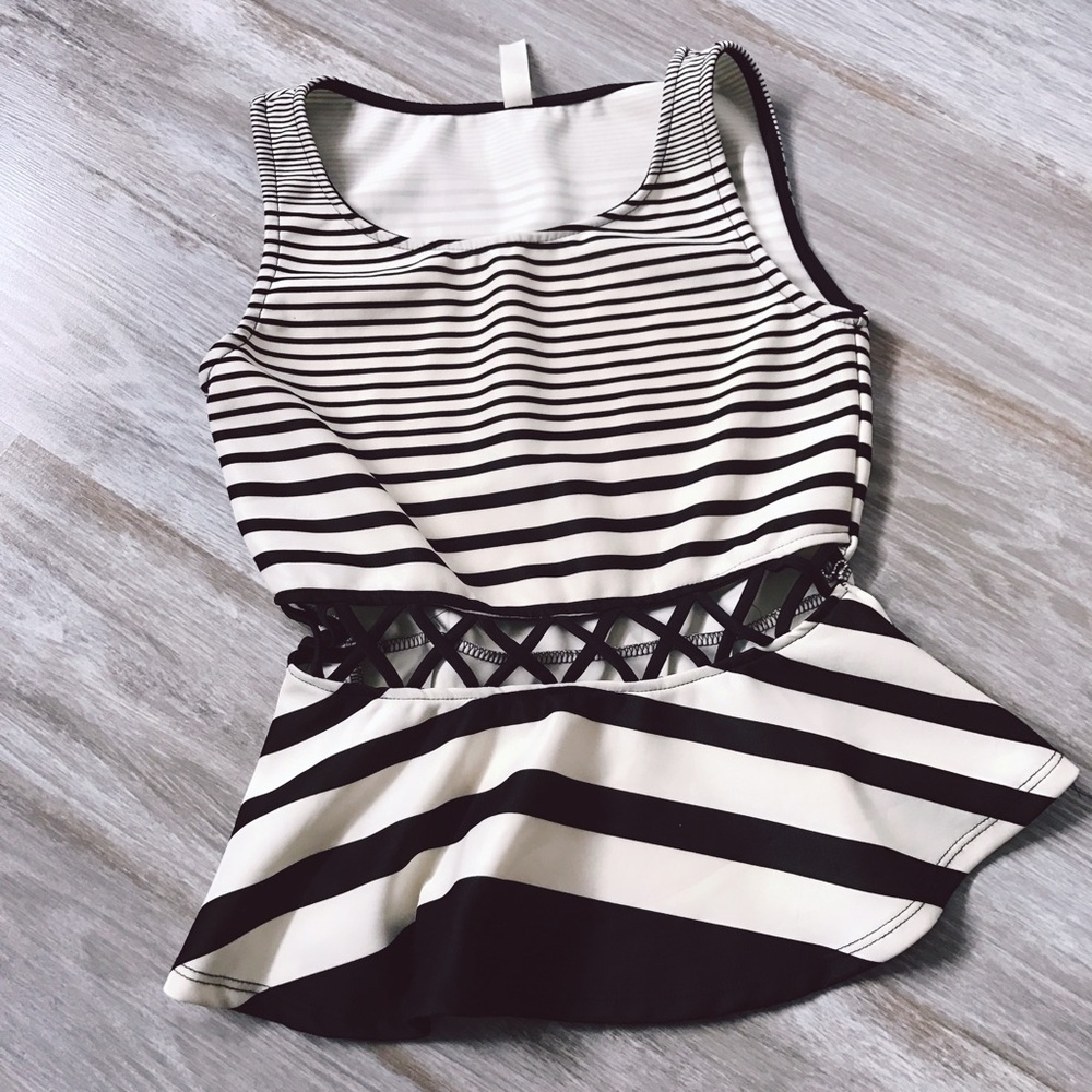 Nasty Gal Black and White Peplum Top