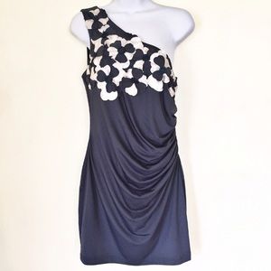 NWOT Cold Shoulder One shoulder Navy Floral Dress