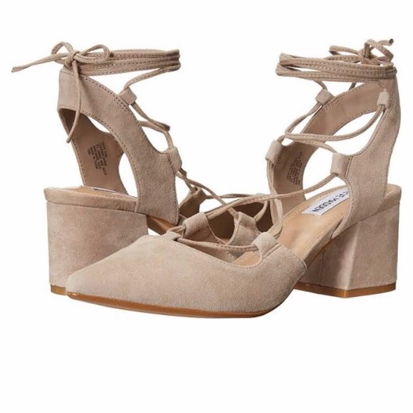 Steve Madden Shoes - NWOT Steve Madden Lace-Up Taupe Suede Pumps