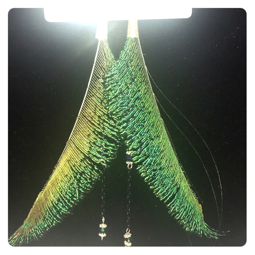 Peacock feather earrings