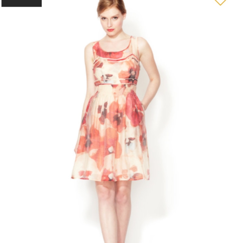 Tahari Watercolor Sleeveless Floral Dress.