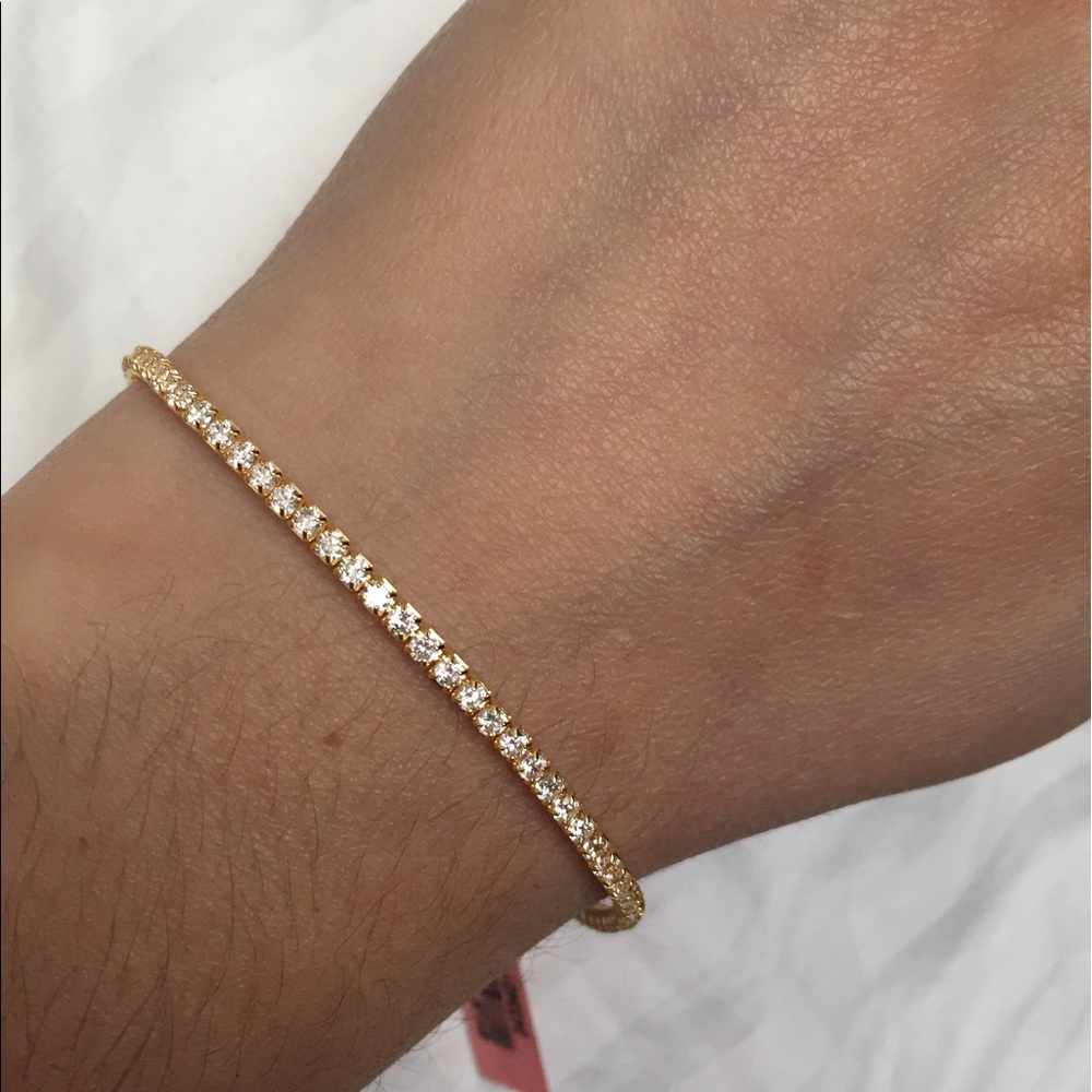 AAA CZ tennis bracelet 14KT over 925