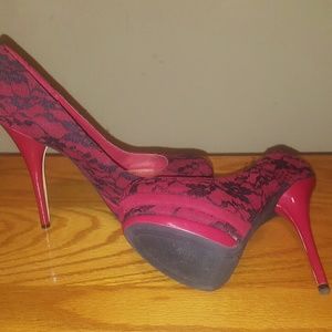 JustFab Red Platform with Black Etching Heels