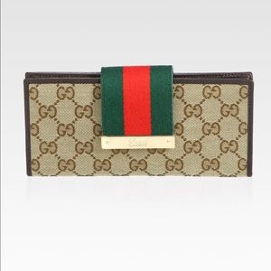 Authentic Gucci Web GG Canvas Continental Wallet Authentic Gucci Web GG Canvas Continental Wallet