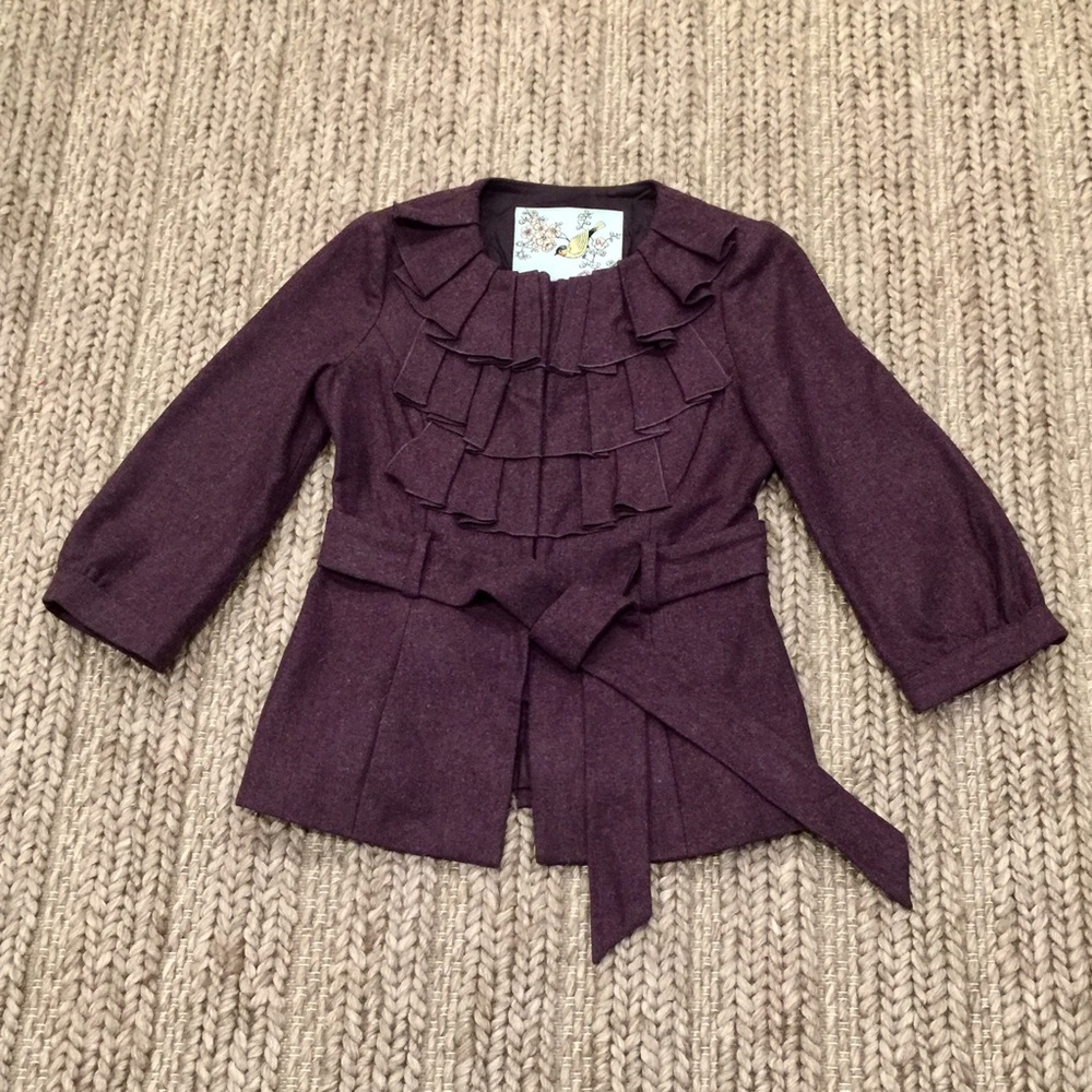 Anthropologie Ruffle Wool Jacket