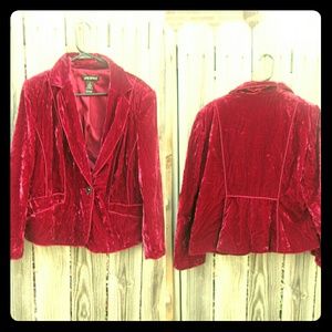 Lane Bryant Crushed Velvet Deep Red Blazer