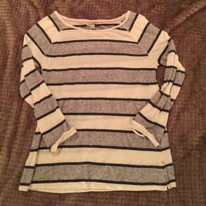Boatneck striped 3/4 sleeve tshirt