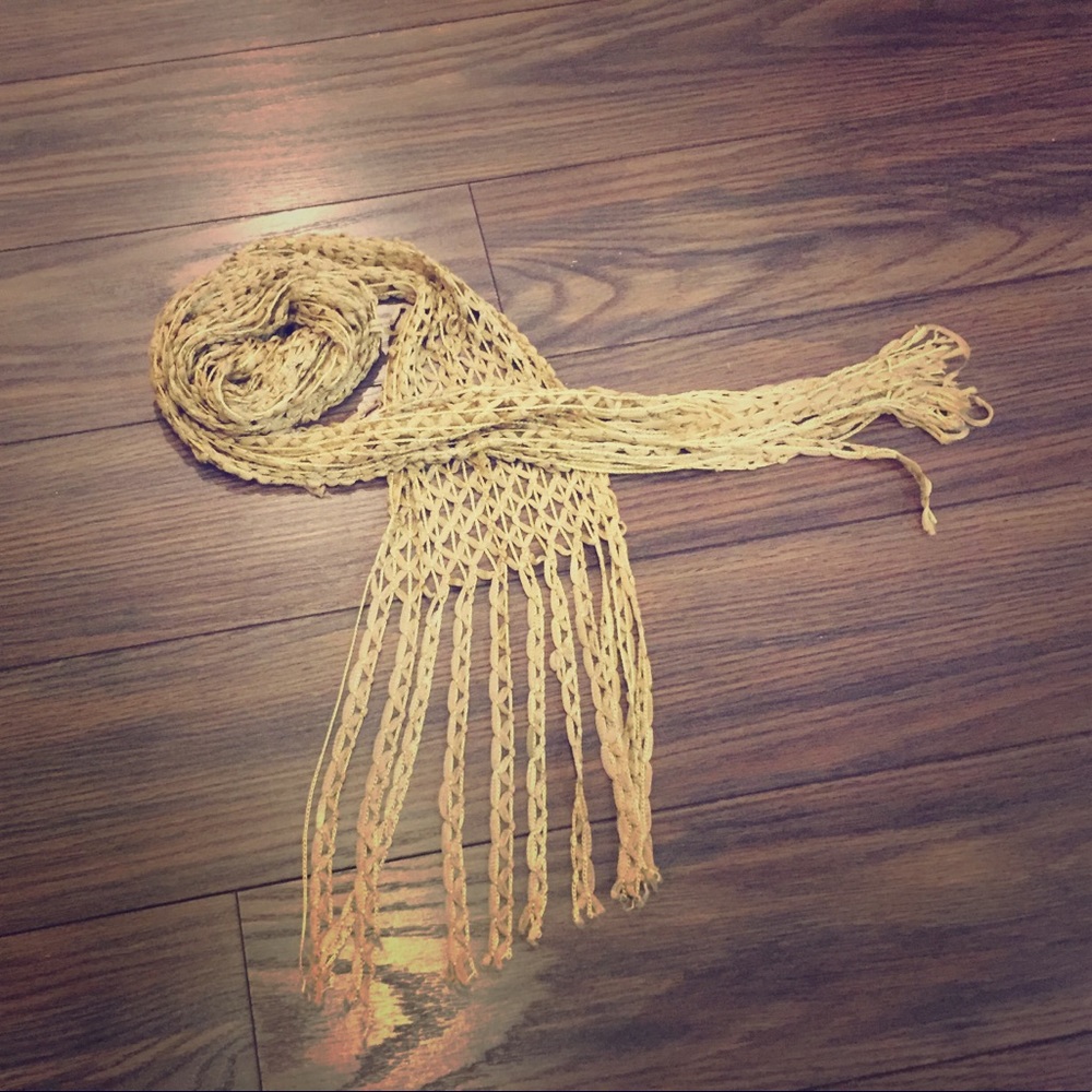 Gold-tone woven fabric belt/ scarf