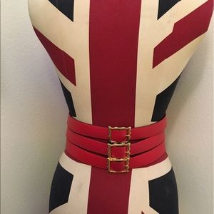 Vintage The Limited Wide Red Belt with Buckles