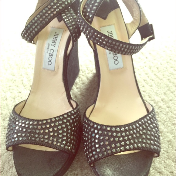 Jimmy Choo rhinestone ankle strap wedges - Picture 2 of 5