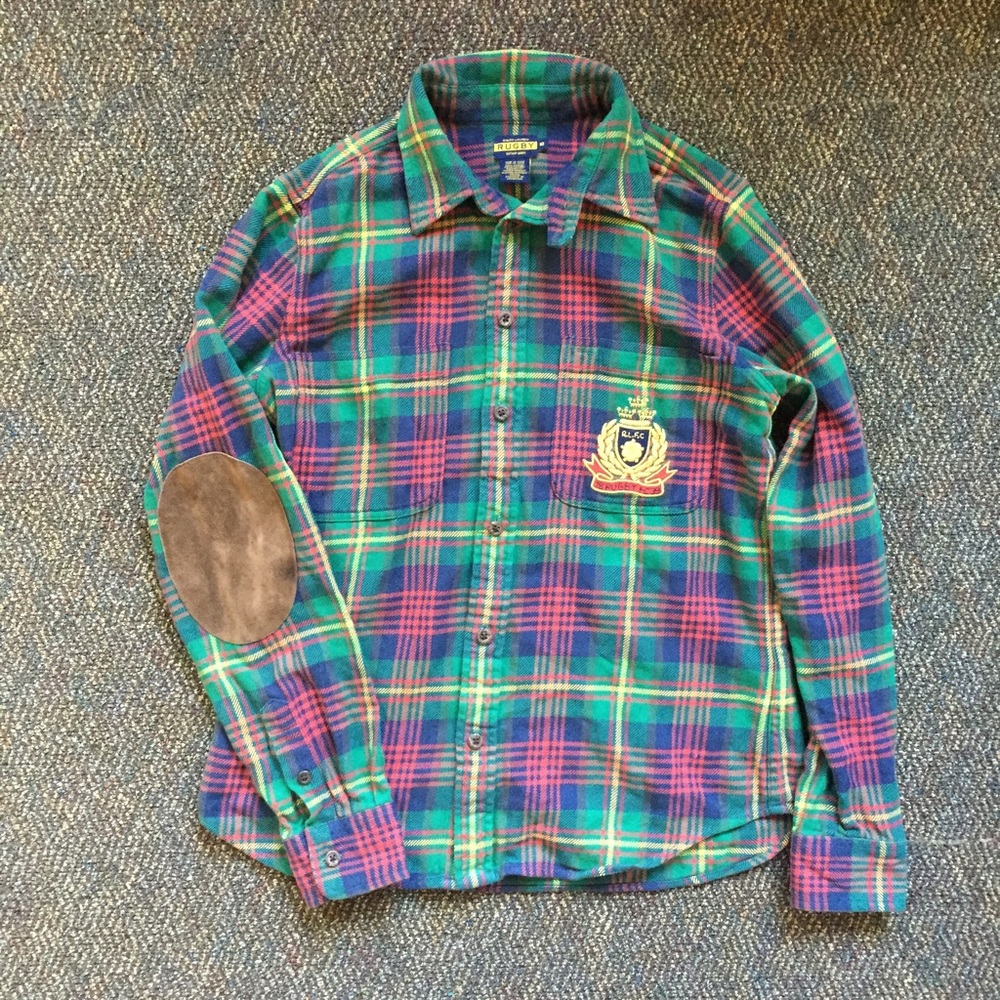 Ralph Lauren Rugby plaid flannel button down shirt