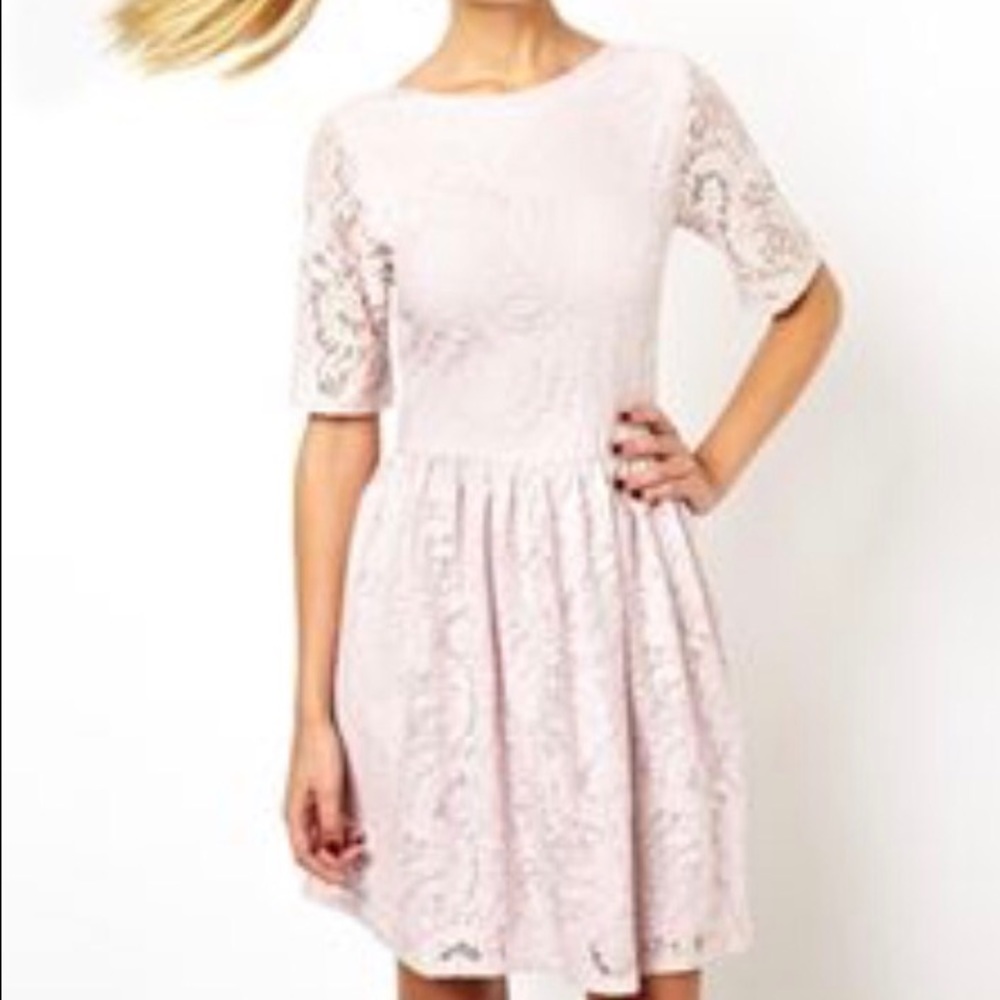 Light Pink Lace Dress with Wrap Back
