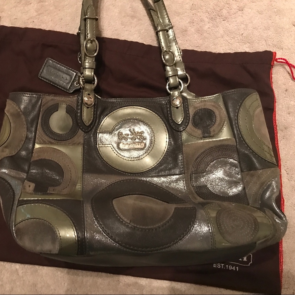 Collage Patchwork Leather/Sateen/Sequins Bag/Tote! - image 1