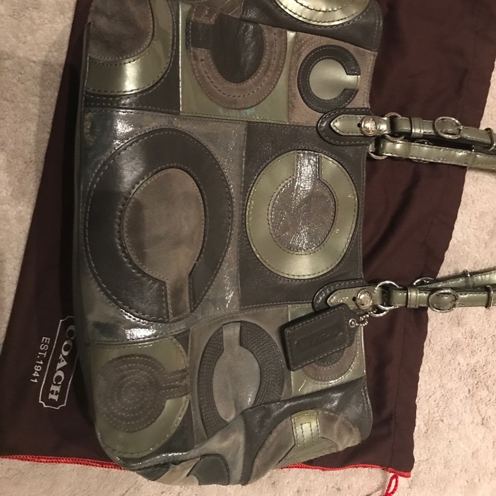 Collage Patchwork Leather/Sateen/Sequins Bag/Tote! - image 2