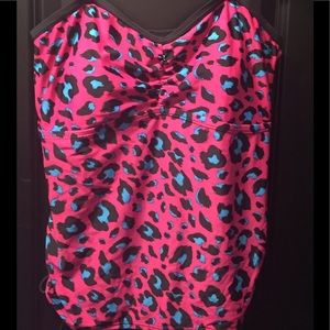 Torrid Pink&Blue Leopard Print Tankini TOP ONLY
