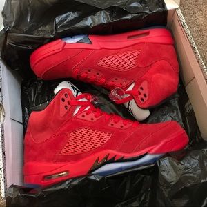 Red suede Jordan 5