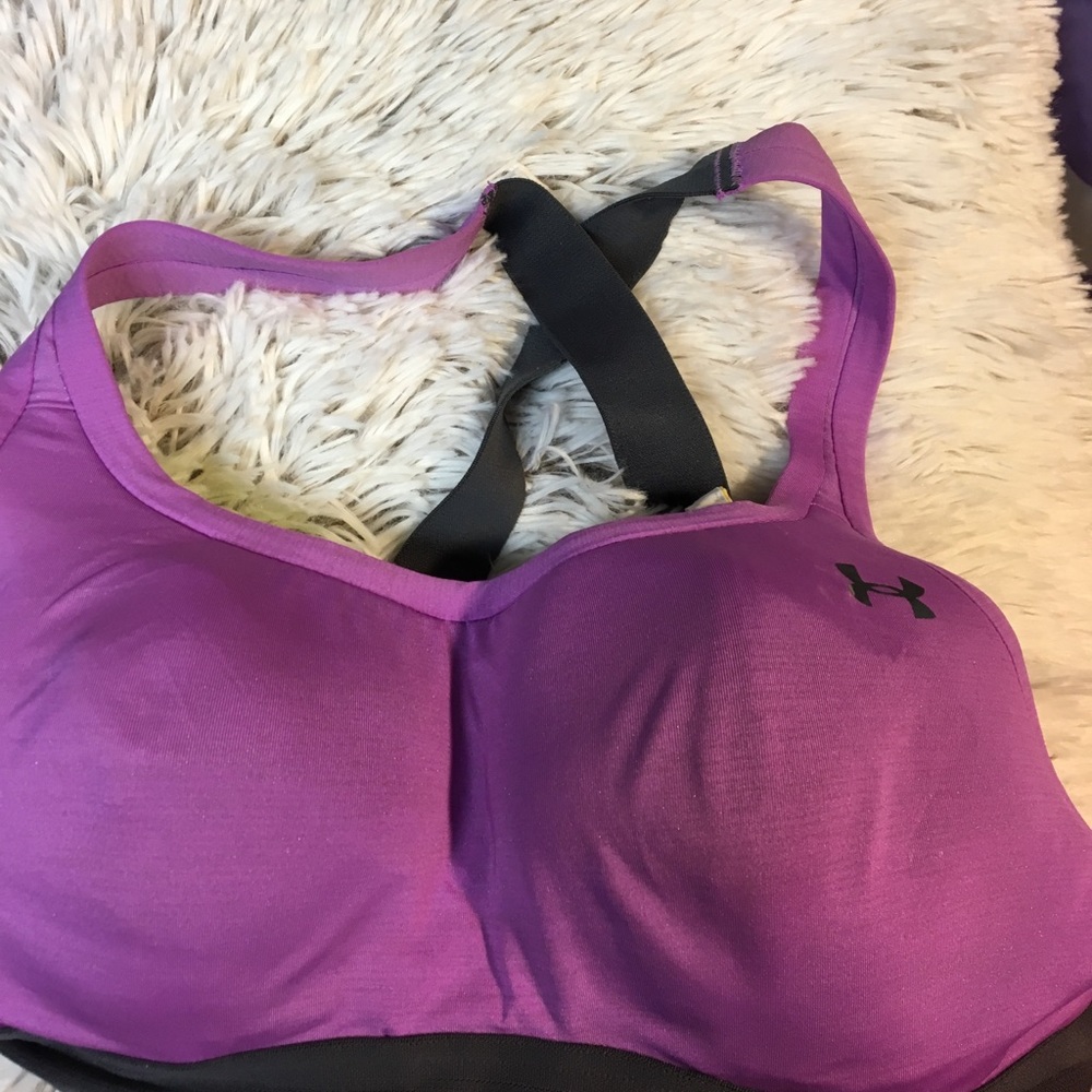 Purple Sparkly Under Armour Cross Back Sports Bra