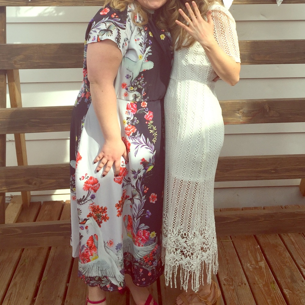 Midi Dress with Swan Print