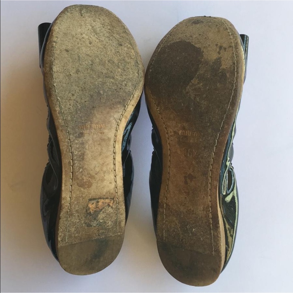 MIU MIU Black Patent Leather Scrunch Flats sz 6.5 - Picture 4 of 8