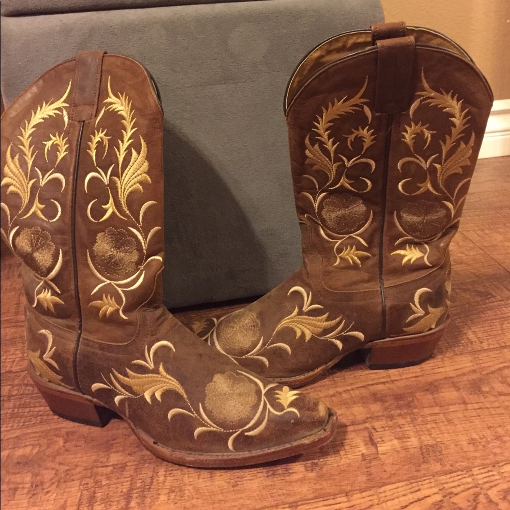 Brown floral Cowboy boots