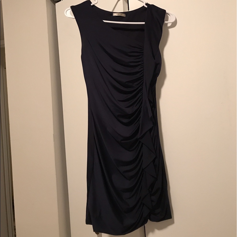 Navy rouched ruffle dress - sz S