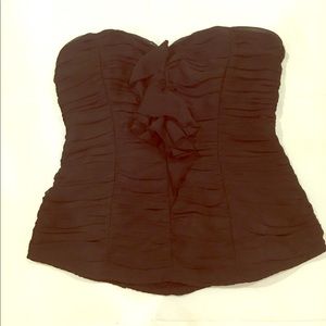 Bebe black ruffled bustier strapless top New NWT S