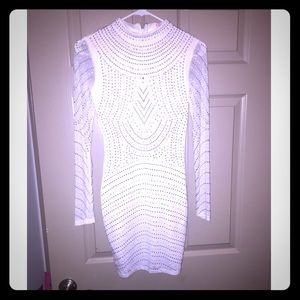 Heavy beading white cocktail dress