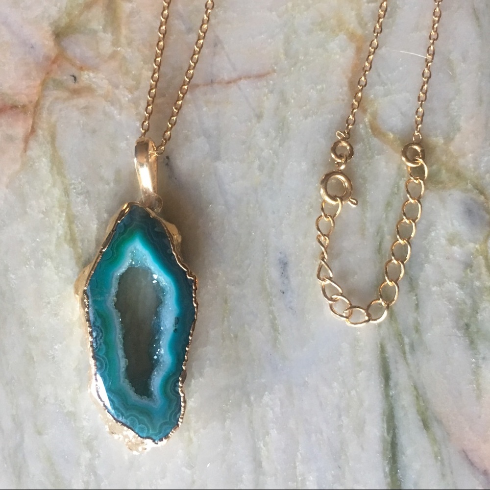 LAST💫Teal Druzy Agate Necklace - Picture 6 of 8