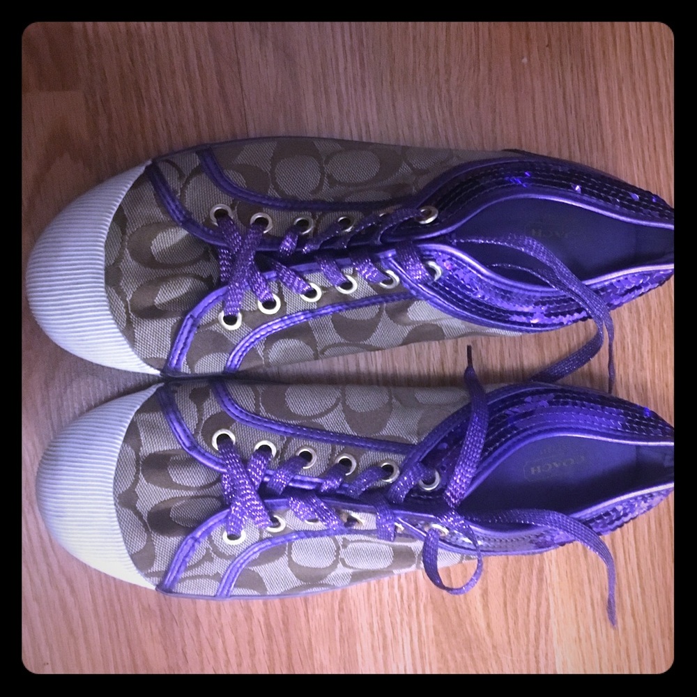 Purple sparkly coach sneakers- size 11
