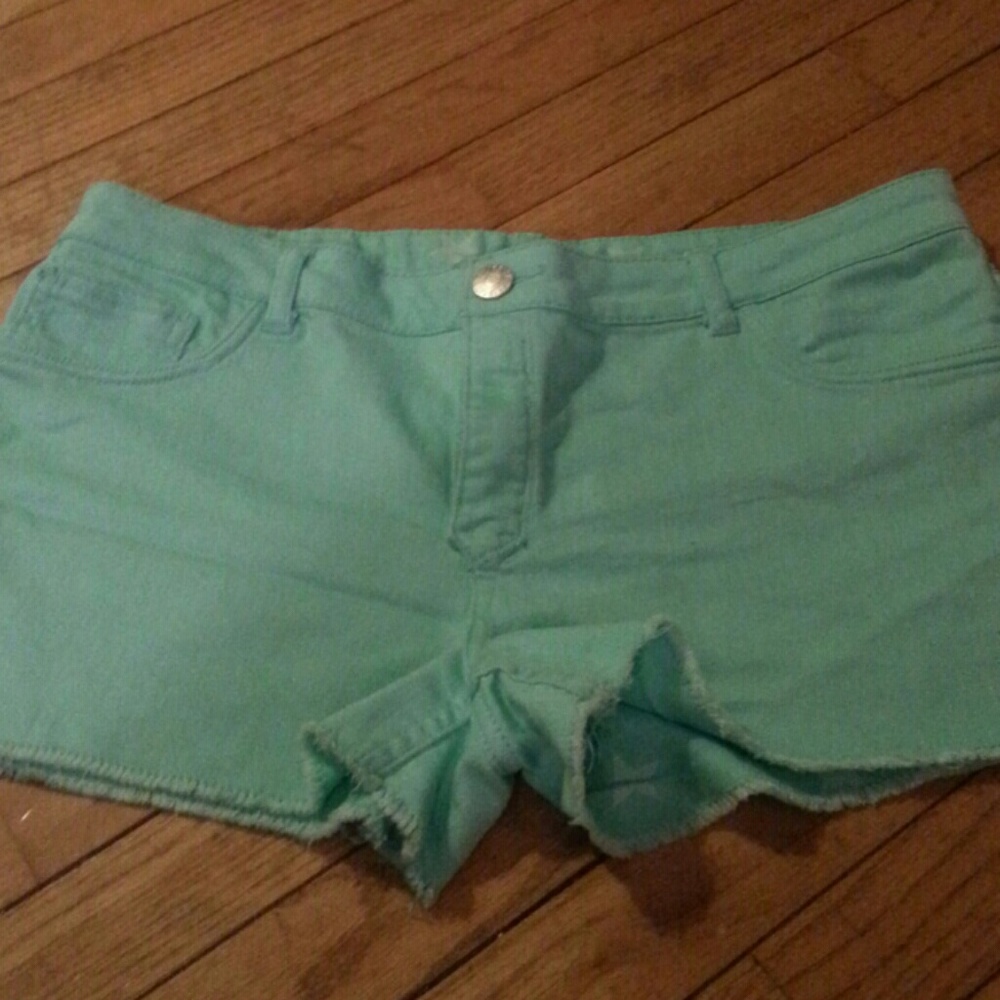 Reversible teal shorts