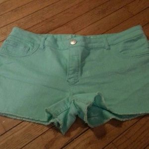 Reversible teal shorts