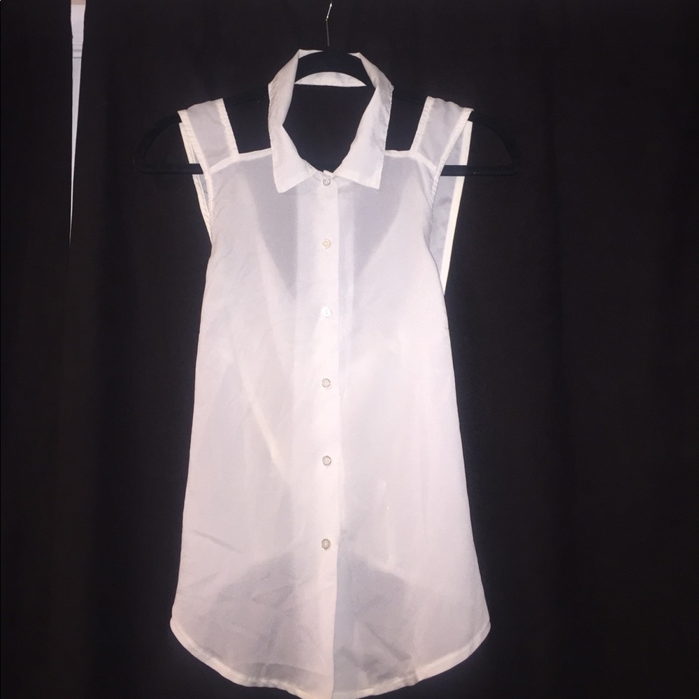 Kirra Backless White Button Down Tank