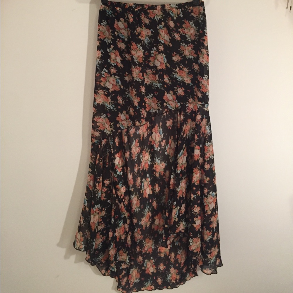 High Low Floral Skirt