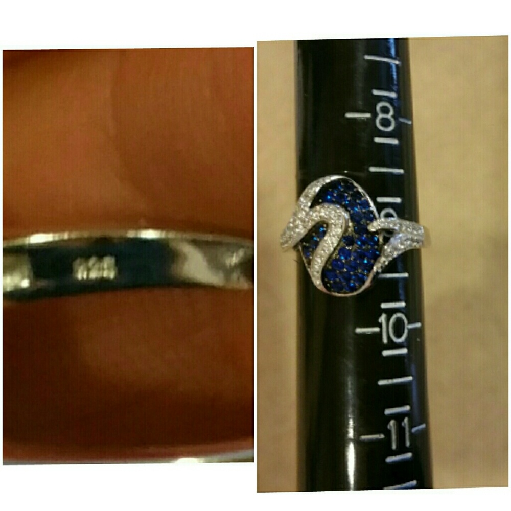 Genuine 2ct Pave Sapphires and White Topaz!  Sz 9 - Picture 4 of 4