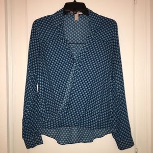 Blue Patterned Spurlice Top