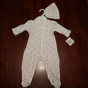 Footed pajamas and hat, size 6 month