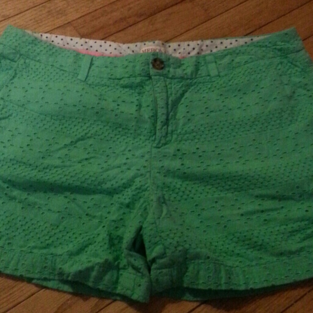 Green crochet shorts