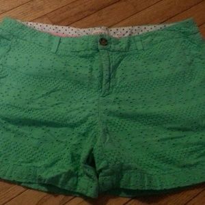 Green crochet shorts