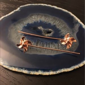 Rose gold pinwheel stud earrings